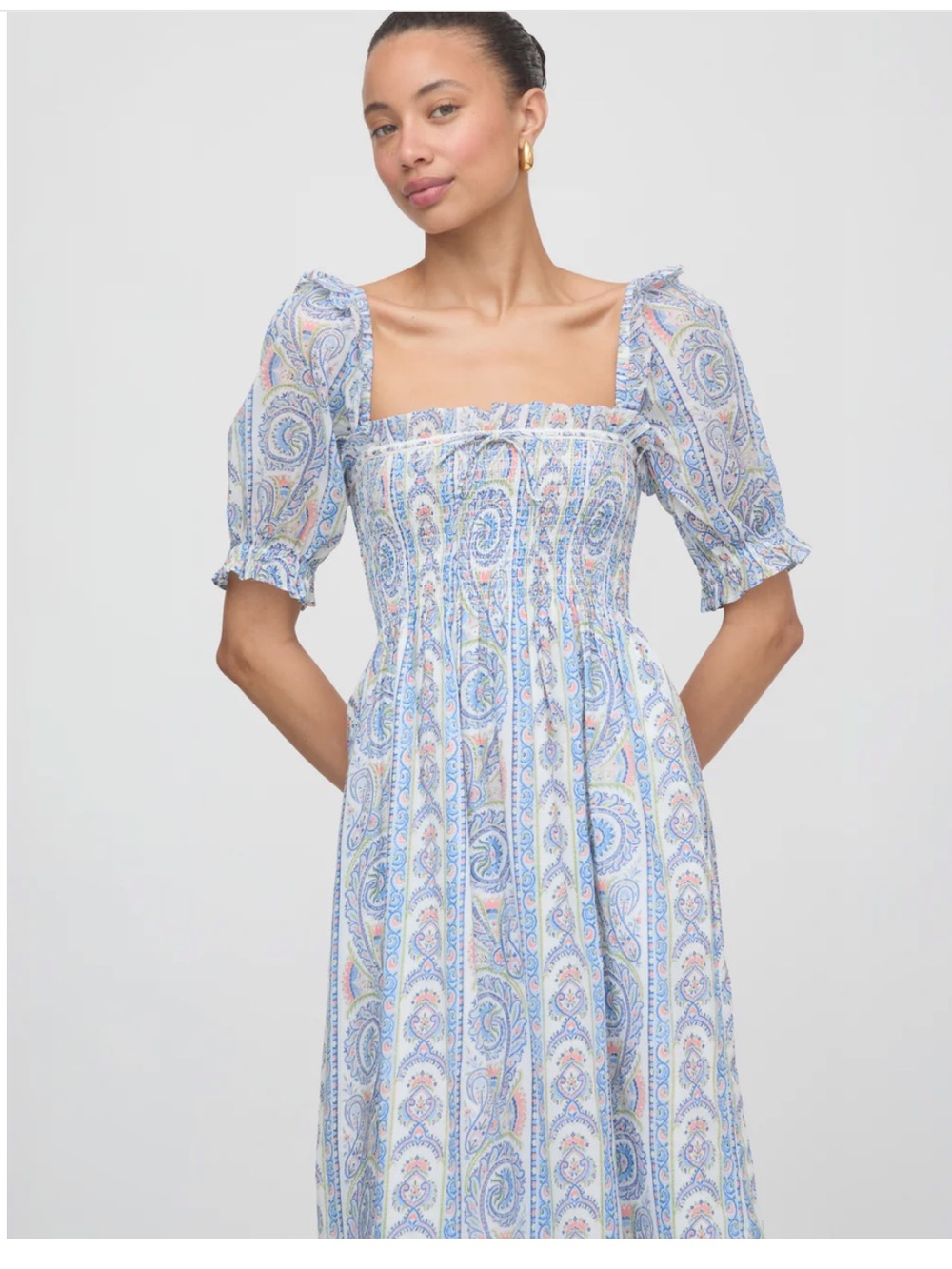 Hill House The Scarlett Paisley Nap Midi Dress - Picture 3 of 4